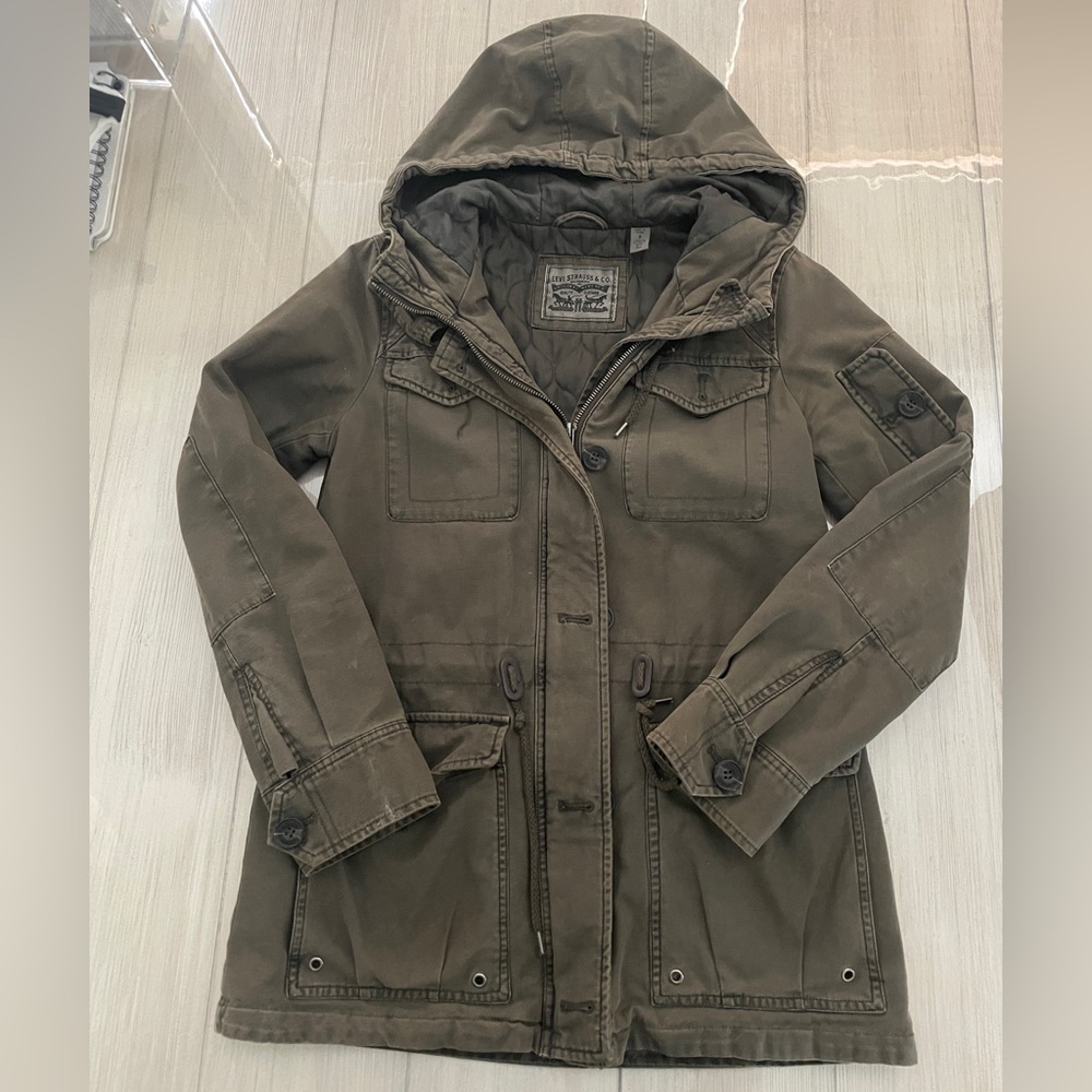 Women’s Levi's Hooded Military Jacket in Dark Olive